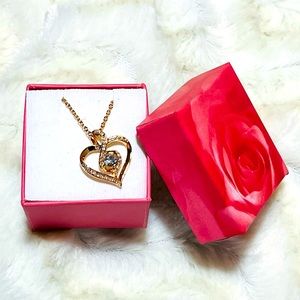 Gold plated, CZ heart necklace
